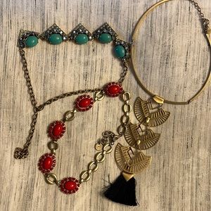 Stella and dot set of three statement necklaces.